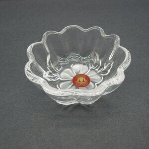 Walther Glas Floral Glass Bowl Scalloped Edge Vintage Germany
